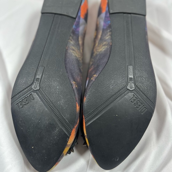 Diesel Black and Orange Peep-Toe Flats with Bow - Picture 4 of 4